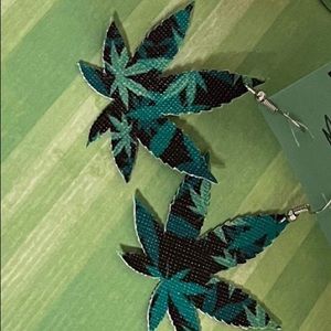 Leather cannabis leaf earrings!!